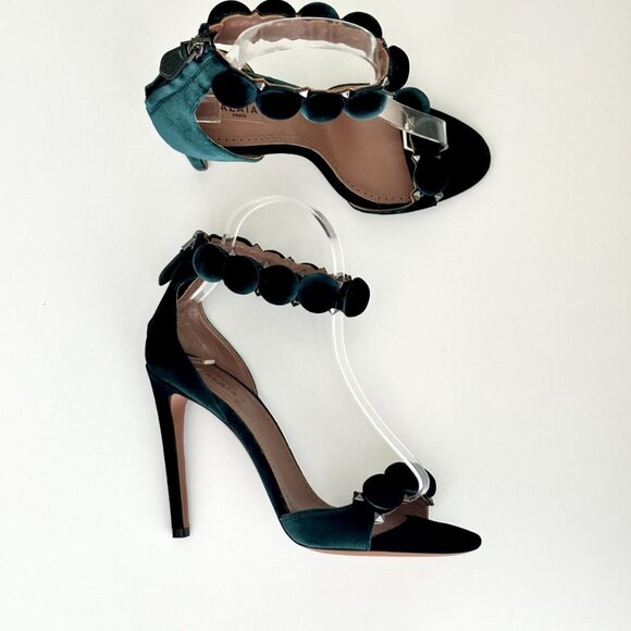 Alaia | Shoes | Alaia Leather Dorsay Pumps | Poshmark NEW ALAIA Bombe Dark Green Velvet Ankle Strap Studded Sandals Heels Size 38